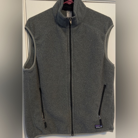 Patagonia Mens Synchilla Vest Gray Fleece Full Zip Mock Neck Zipped Pockets Sz M - Picture 1 of 7